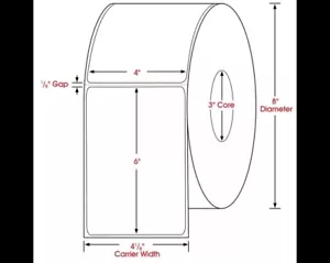 4" X 6" Direct Thermal Labels DT-0400-0600 Case of 6 Rolls - Picture 1 of 3