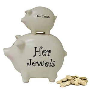 Lustiges Sparschwein für Paare für Sie & Ihn Neuheit Hochzeit Verlobung Geschenk - Bild 1 von 9