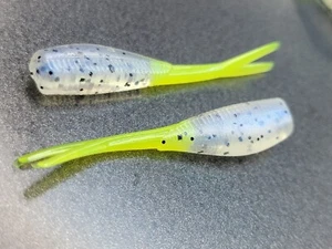 (20) - Trituradora de losas de 2" "Monk Mlk/Chart" Crappie Jig GRUBS CEBO PANFISH BABY SHAD - Imagen 1 de 3