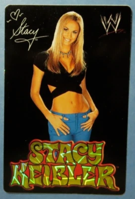 2002 WWF Stacy Keibler Vending Bio sticker Card NRMT/MT - Image 1 of 2