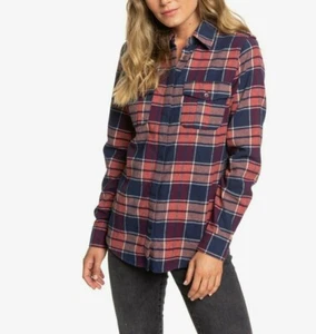 ROXY Women's L/S Button Up Flannel DREAM IN BLUE - BSP1 - Small - NWT - Picture 1 of 2