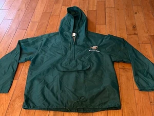 Windlose Jacke Windbreaker Grün Nylon Vintage USA Größe Large Pferdestall Logo - Bild 1 von 12