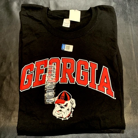 Georgia Bulldogs T-Shirt Hanes Size 3XL Black NEW Licensed Cover