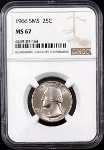 1966 SMS Washington Quarter certified MS 67 by NGC! sku 87164 - Picture 1 of 4