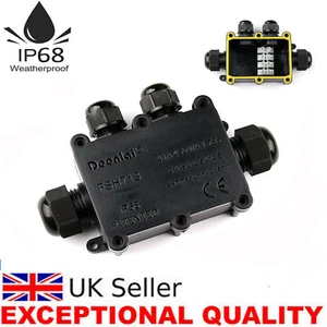 4 VÍAS NEGRO/BLANCO EXTERIOR IMPERMEABLE CABLE IP68 CAJA DE CONEXIONES 240V REINO UNIDO - Imagen 1 de 4
