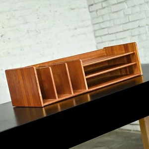 Mid to Late 20th Century Scandinavian Modern Teak Desktop Organizer - Picture 1 of 18