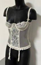 Victoria's Secret Vintage Ivory Corset Garter Bustier 34B Sheer Lace Gold Label