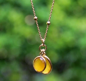 Yellow Chalcedony 925 Sterling Silver 18" Necklace Gold Plated Gemstone Jewelry - Picture 1 of 7