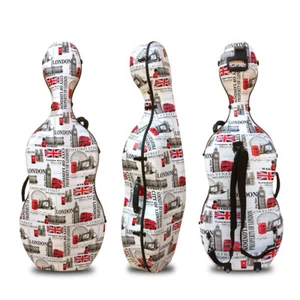 Carbon Fiber 4/4 Cello Case with Wheels, Embedded Handle Strong Shell Portable - Picture 1 of 9