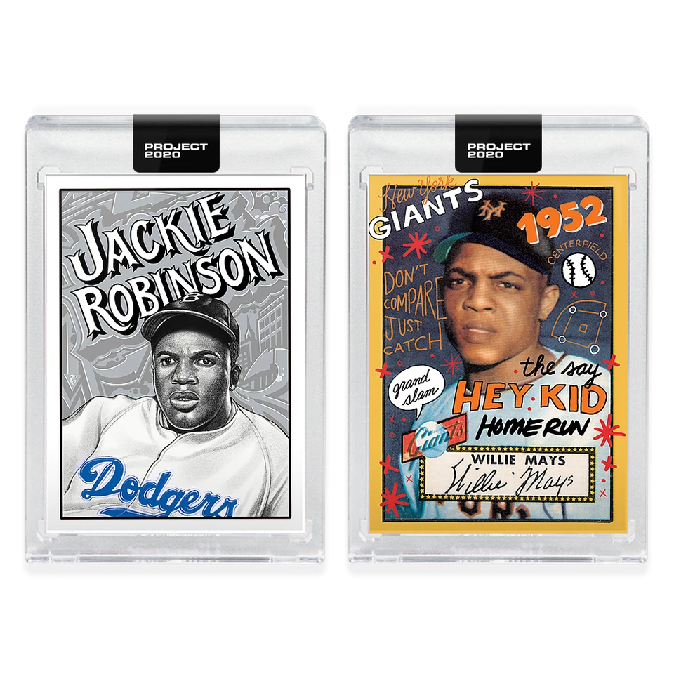 Topps PROJECT 2020 2 Card Bundle #79 Jackie Robinson Willie Mays Brooklyn Dodger - Image 1 of 4