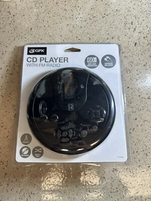 NEW SEALED  GPX Personal CD Player w/ FM Radio & Earbuds #PC332B - Image 1 of 3