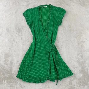 Reformation Dress Women XS Green Polka Dots Wrap Lola Summer Fairy Designer - Picture 1 of 10