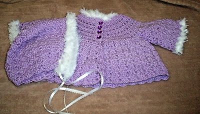 ÚNICO púrpura con hilo plateado bebé suéter y gorro 3-6 meses bebé/muñeca renacida Foto 1 de 3