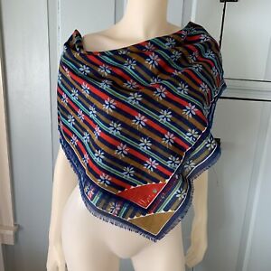 Vintage Vera Neumann Striped Scarf Made in Italy Acrylic 60s 70s Ladybug Square