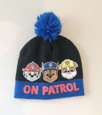 PAW Patrol Chase Beanie Winter Hat Knit Boys Youth Pom Pom Thick - Image 1 of 4