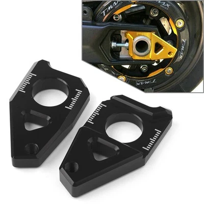 Black Rear Axle Spindle Chain Adjuster Block For Yamaha YZF R1 FZ8 FZ1 TMAX 530 - Image 1 of 4