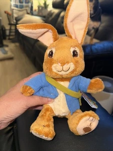 Peter Rabbit Plush Stuffed Animal Toy Cartwheel Kids Blue Jacket Tan Green 9" - Picture 1 of 7