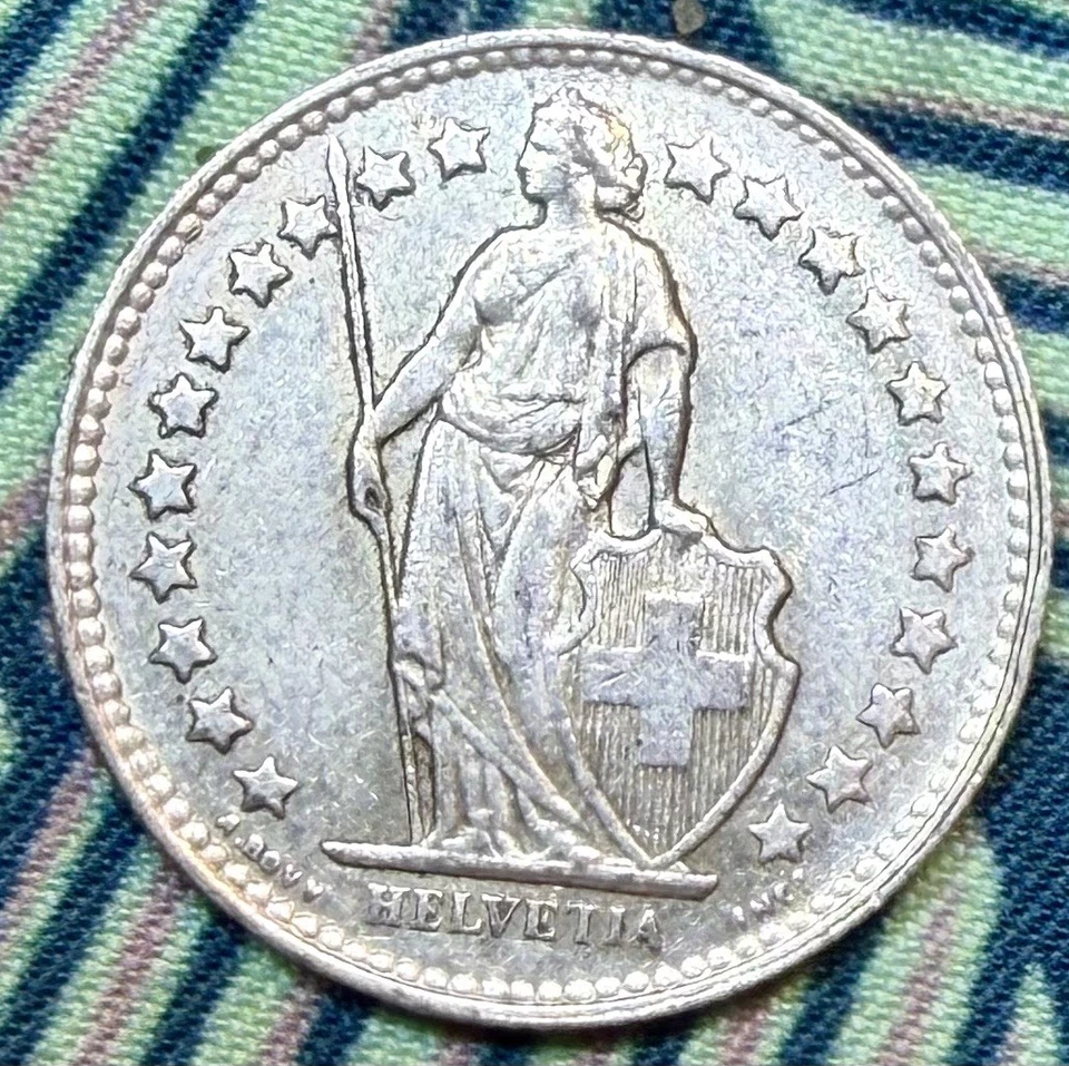 1953B Switzerland 1/2 Franc SILVER COIN SHIPS FREE (XF) Extra Fine. .835 Silver  - Image 1 of 4