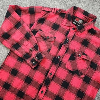 Camisa de franela Southpole vintage para niños grande 16-18 Buffalo a cuadros roja negra patinadora Foto 1 de 4