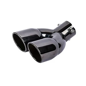 2,5 Zoll Einlass Dual Auspuff Spitze Edelstahl poliert Schalldämpfer gebogen schwarz - Bild 1 von 4