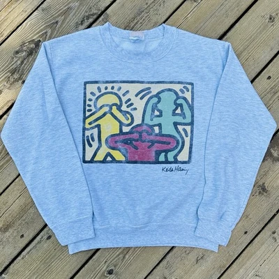 Sudadera De Colección Keith Haring Base X Comida Chatarra Cuello Redondo Talla S Gris Foto 1 de 4