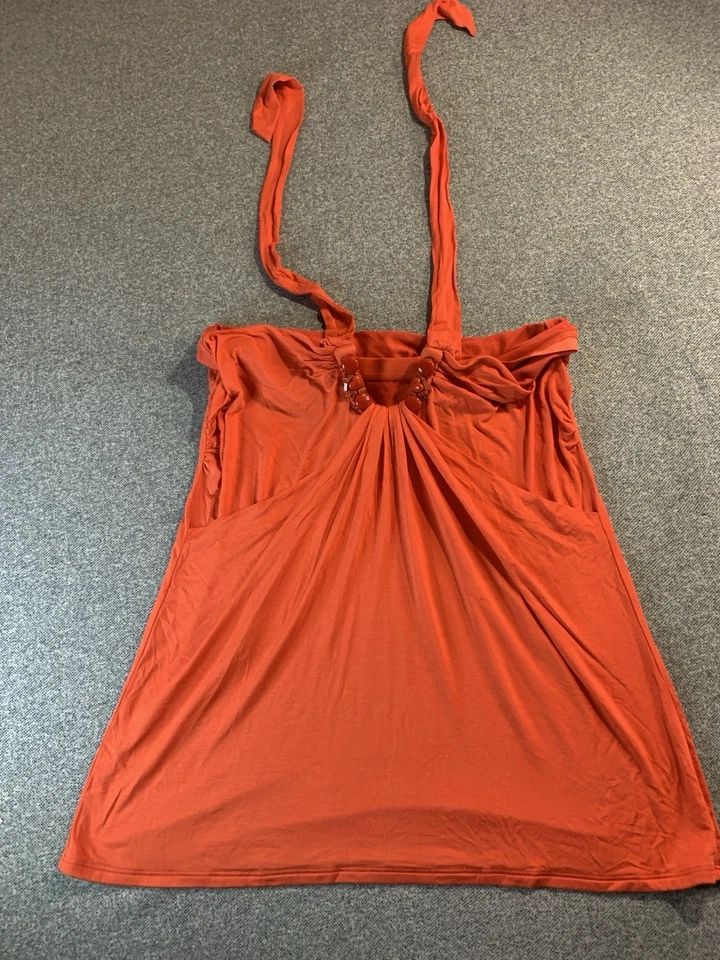 Moda International Tankini Top Mujer XL Naranja Cuentas Halter Cuello Traje de Baño Playa Foto 1 de 4