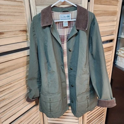 Vintage LL Bean Chore Jacket Mens 3X Lined Barn Coat Green Canvas - Image 1 of 4