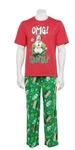 ELF WILL FEREL HERREN PJS 2-TEILIG NACHTWÄSCHE PYJAMA OMG SANTA GRÖSSEN S M L XL Neu mit Etikett - Bild 1 von 6
