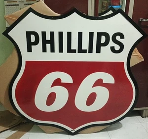 A.Phillips 66  Gasoline  Porcelain Enamal Heavy Metal Double Side - Picture 1 of 6