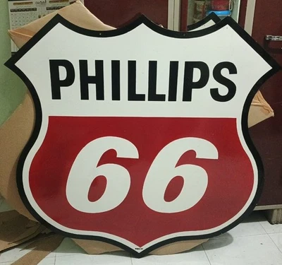 A.Phillips 66  Gasoline  Porcelain Enamal Heavy Metal Double Side - Image 1 of 4