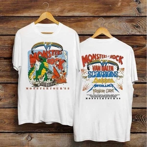 T-shirt Tour Rock Monsters 1988 maglietta vintage concerto Halen Van bianca - Foto 1 di 1