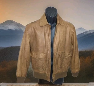 Cambridge Dry Goods braune weiche Leder Bomberjacke Vintage Y2K Herren XS Damen Small - Bild 1 von 8