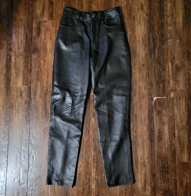 Pantalones VAKKO De Colección Clásicos Negros 100% Cuero Suave Pierna Recta Cremallera Fy Talla 8 Foto 1 de 4