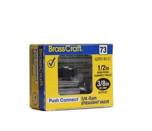 BrassCraft 1/2 pulgada. Entrada Push Connect x 3/8 pulg. Salida de compresión 1/4 vuelta - Imagen 1 de 5