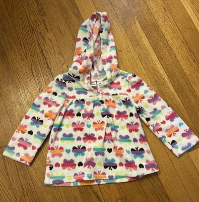 Jumping Beans 24 Mo Little Girls Hooded Pullover Fleece Butterflies Multicolors - Image 1 of 4