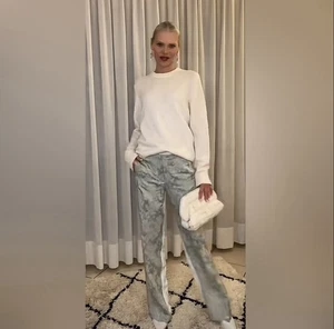 New Zara $139 Jacquard Luxury Straight Leg Pants Limited Edition Small 2536/820 - Picture 1 of 14