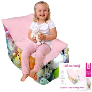 Bean Bag Chair for Kids - Friendly Stuffed Animal Storage & Toy Organizer, Cl... - Picture 1 of 7