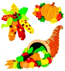 CORNUCOPIA, Thanksgiving, Halloween Kromekote Sandylion Stickers **VINTAGE** - Picture 1 of 1