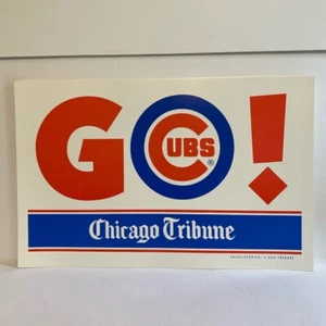 Letrero publicitario de béisbol vintage Go Cubs Chicago Tribune ventas promocional raro - Imagen 1 de 6