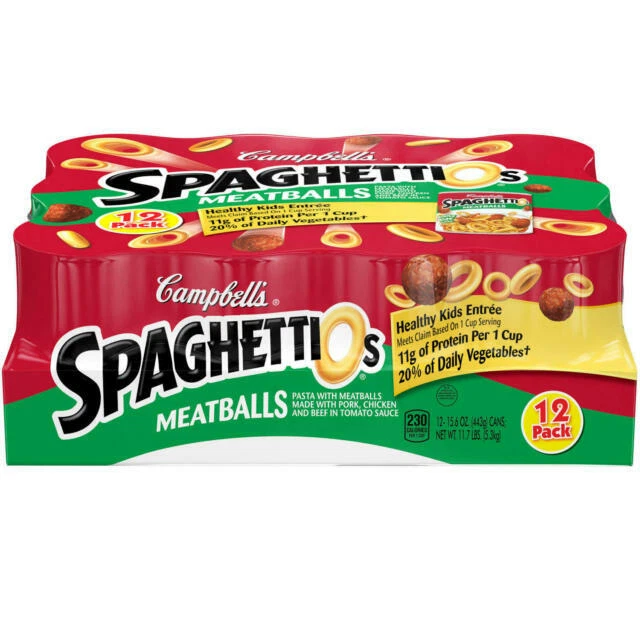 Campbell's SpaghettiOs Canned Pasta with Meatballs - 15.6oz, 12 Pack