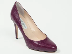 New Jimmy Choo Croc-Embossed Plum Leather Shoes/Pumps Size EU 40 US 10 - Picture 1 of 7