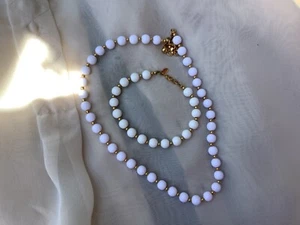 vintage monet necklace bracelet set white beads gold tone 16-18 " - Picture 1 of 7