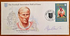 Football Association Hall Of Fame FDC- Sir Bobby Charlton Signed Own Cover- RARE - Picture 1 of 3