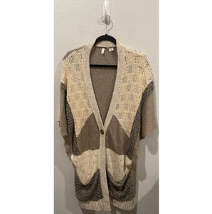 MOTH Button Beige Tan Neutral Knit Long Cardigan Size S/M - Bild 1 von 5