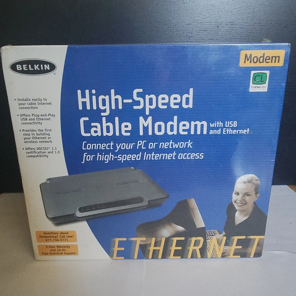 Belkin High Speed Cable Modem F5D5530-W - Rare, New Old Stock Sealed - Free Ship - Image 1 of 4