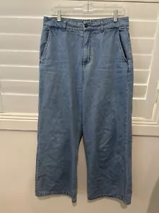 Pantalones de mezclilla de algodón lavado azul claro pierna ancha Princess Highway cintura alta 12 - Imagen 1 de 11