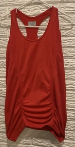 Athleta Shirt Women's Large Racerback Tank Top Ruched Workout Gym Red - Picture 1 of 8