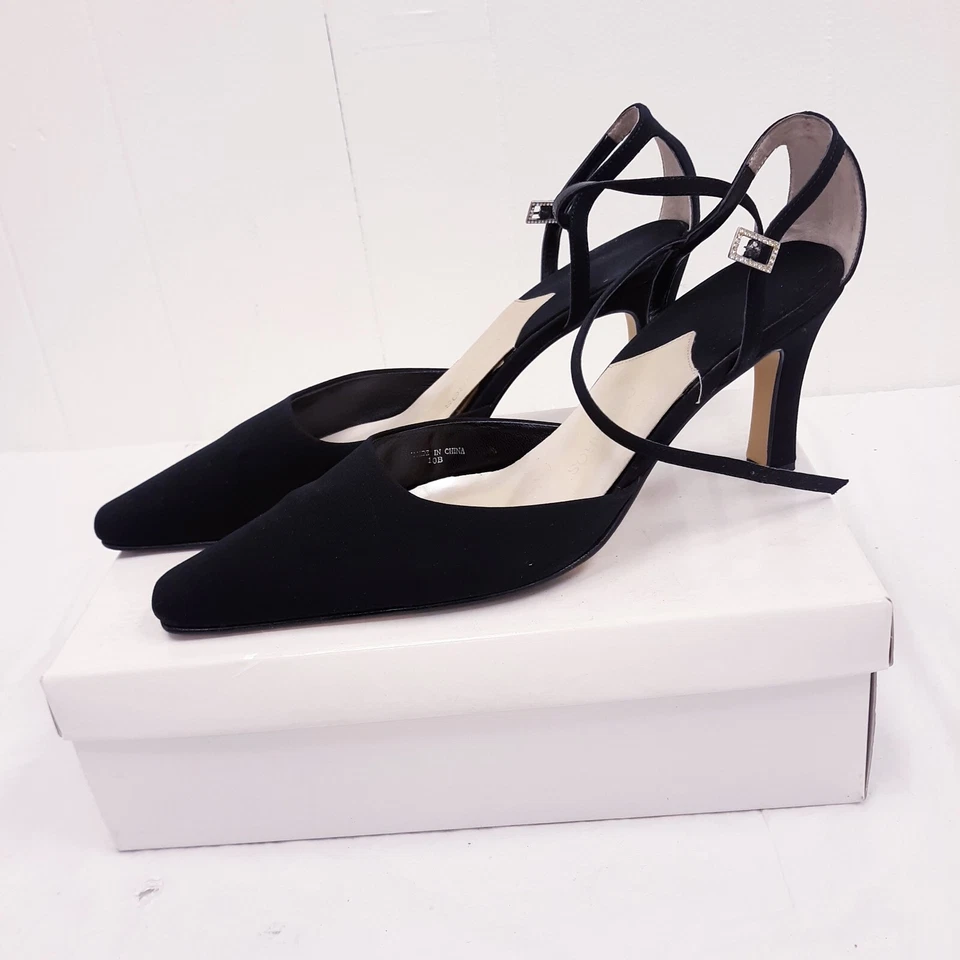 Caparros Mujer Talla 10M Negro Punta Tacones Correa Tobillo Estrás Foto 1 de 4