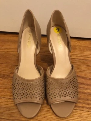 Sapatos femininos salto alto geométrico NINE WEST peep toe recortado tamanho 9 #s1 - Imagem 1 de 4