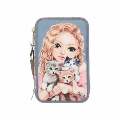 DEPESCHE GERMANY TOPModel 3-Fach Federtasche CAT LOVE inkl. Stifte mit Model-Motiv und 3 Kätzchen